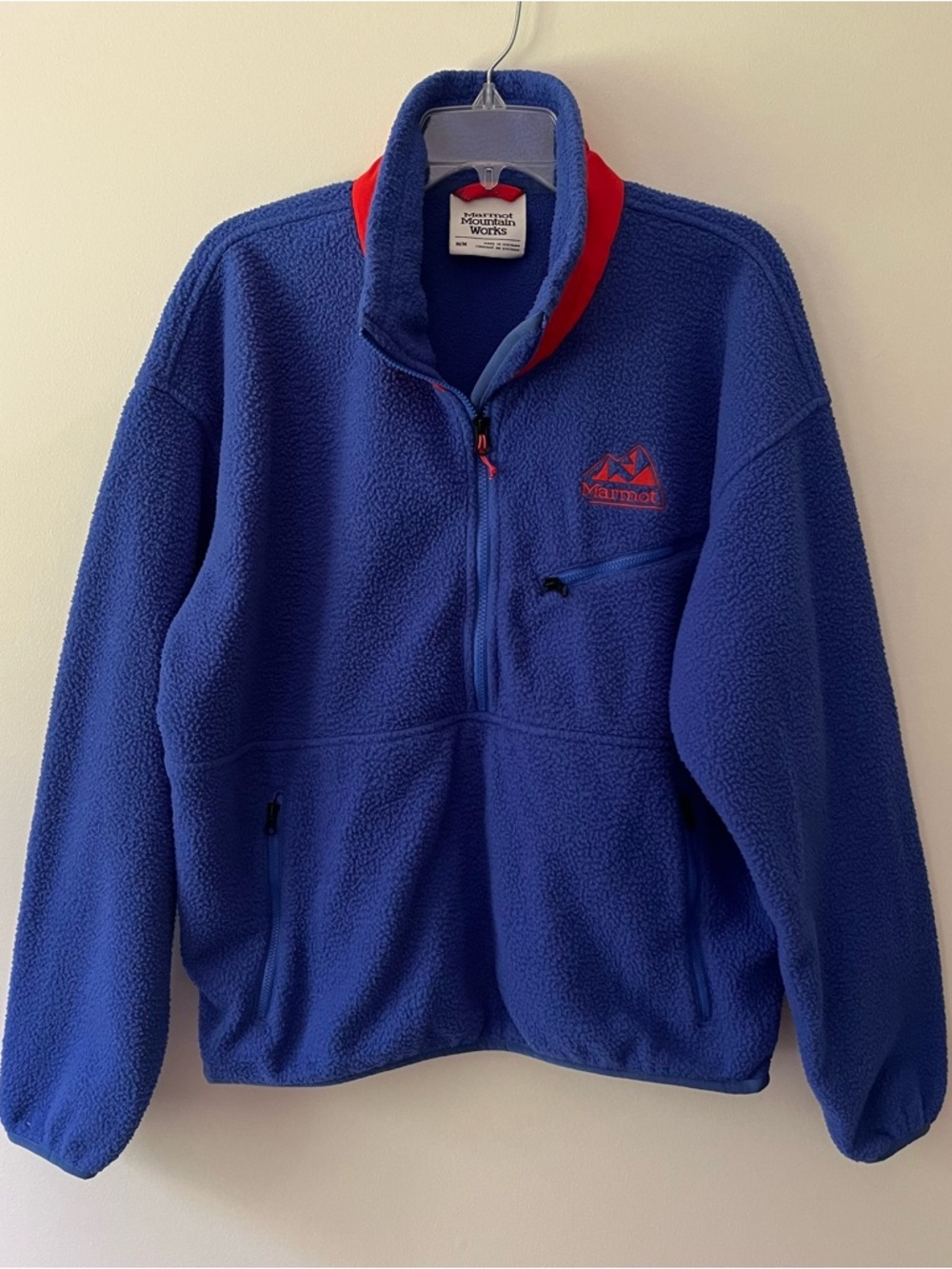 Marmot Oversized Fleece Pullover Jacket Medium Blue
